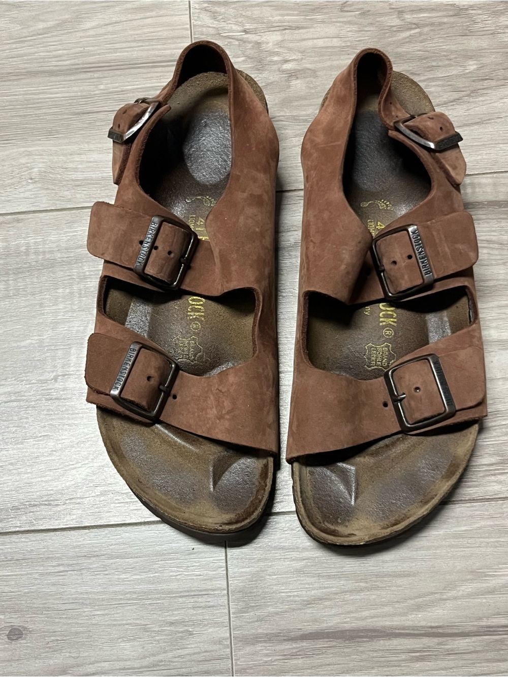 Birkenstock Men's Brown Suede Two-Strap Sandals